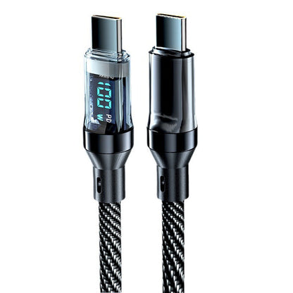 Kabel USB-C PD 27W/65W/100W z cyfrowym wyswietlaczem napiecia i pradu, pleciony, 1m/2m